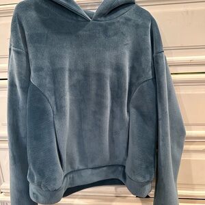 Dark teal blue ribbed Hoodie